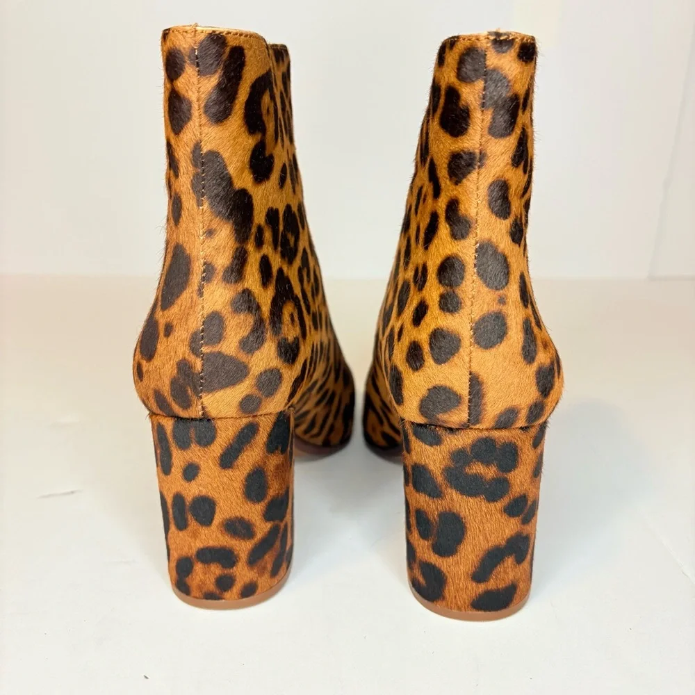 Madewell Front Zip Leopard Calf Hair Maple Syrup Multi Ankle Booties Sz7 Mobwife